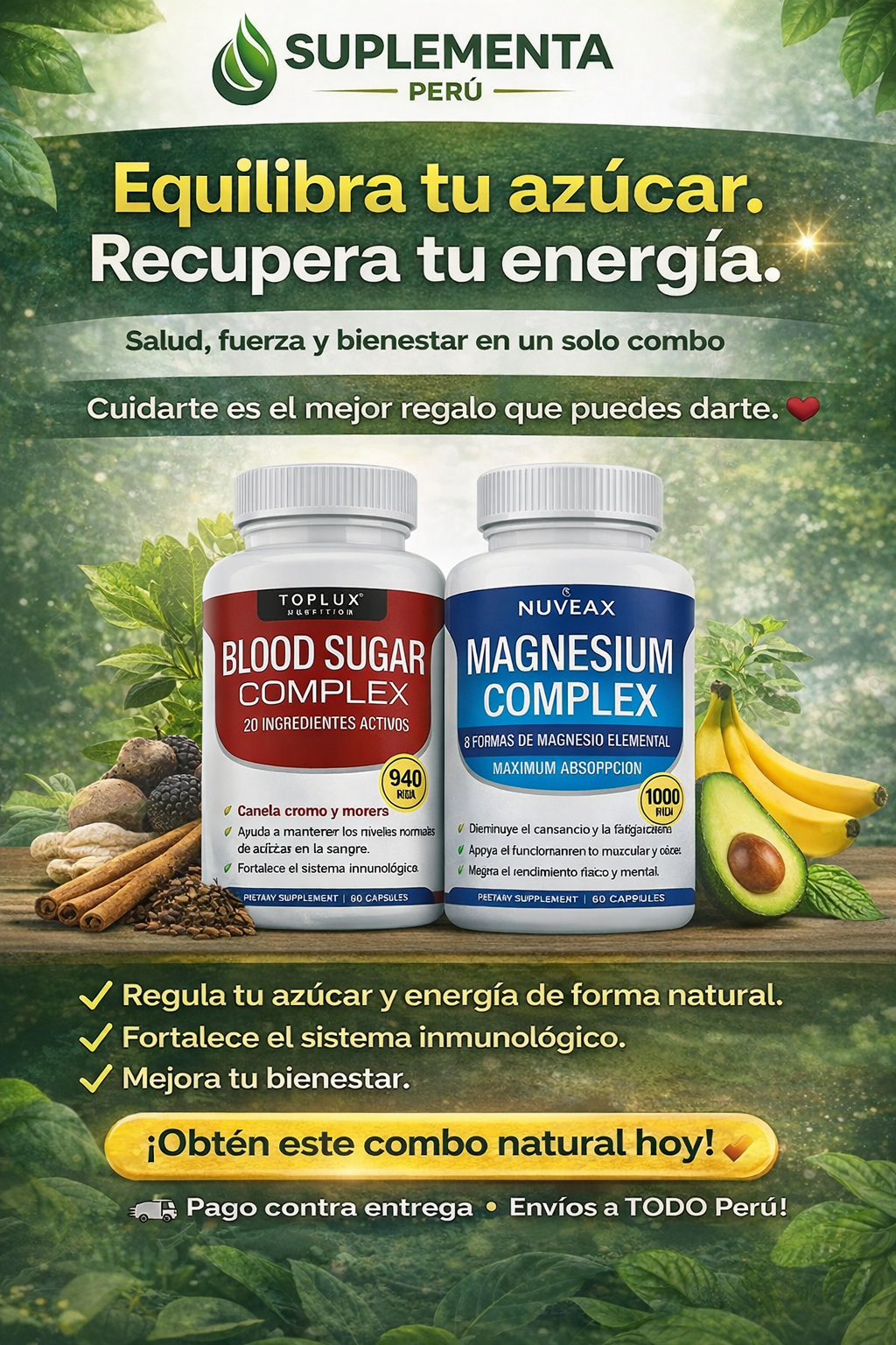 COMBO EQULIBRIO TOTAL: CONTROLA Y EQULIBRA TU AZUCAR + MAGNESIO QUE RECUPERA TU ENERGIA