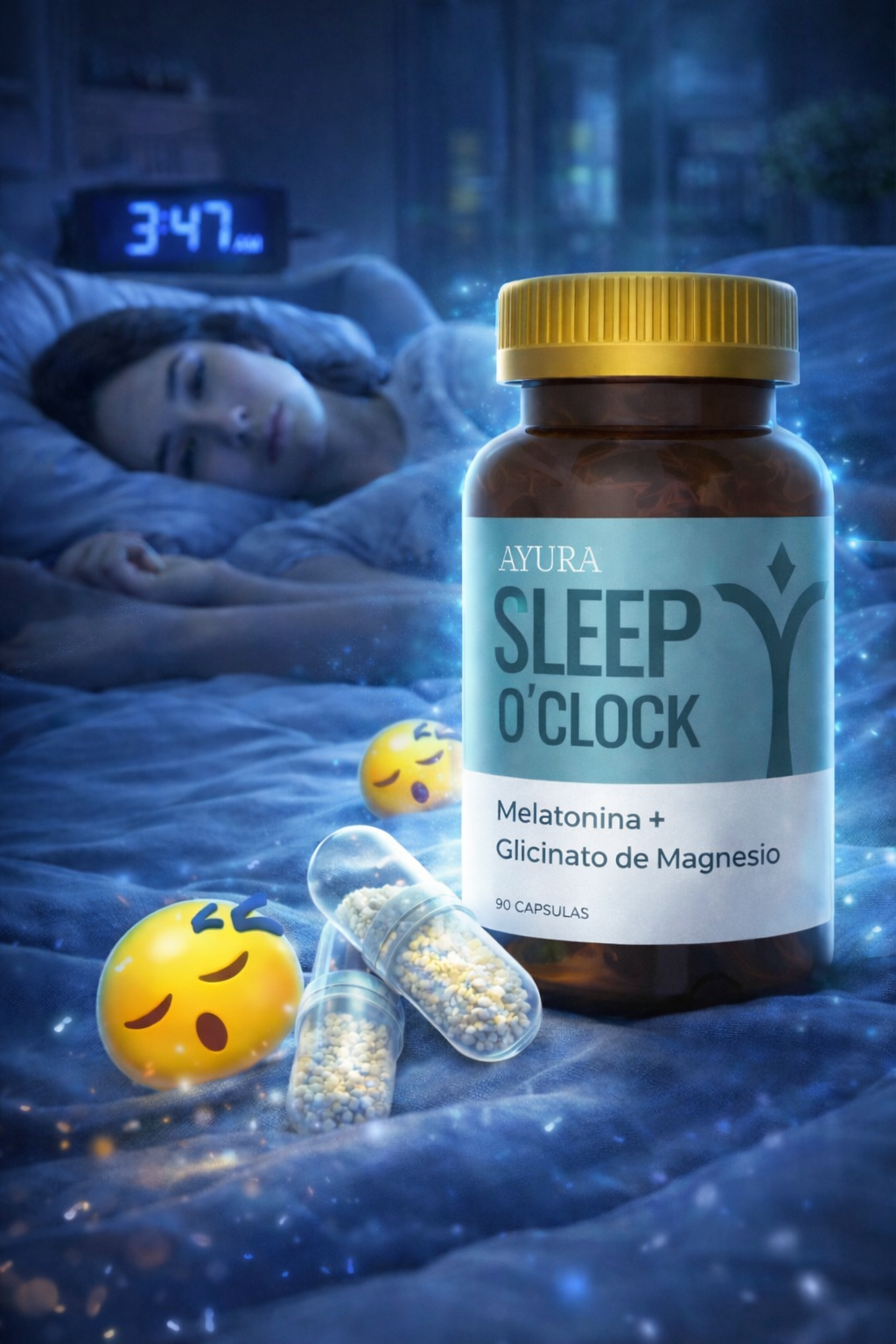 SLEEP O' CLOCK - DUERME PROFUNDO Y DESPIERTA CON ENERGIA: MELATONINA + GLICINATO DE MAGNESIO