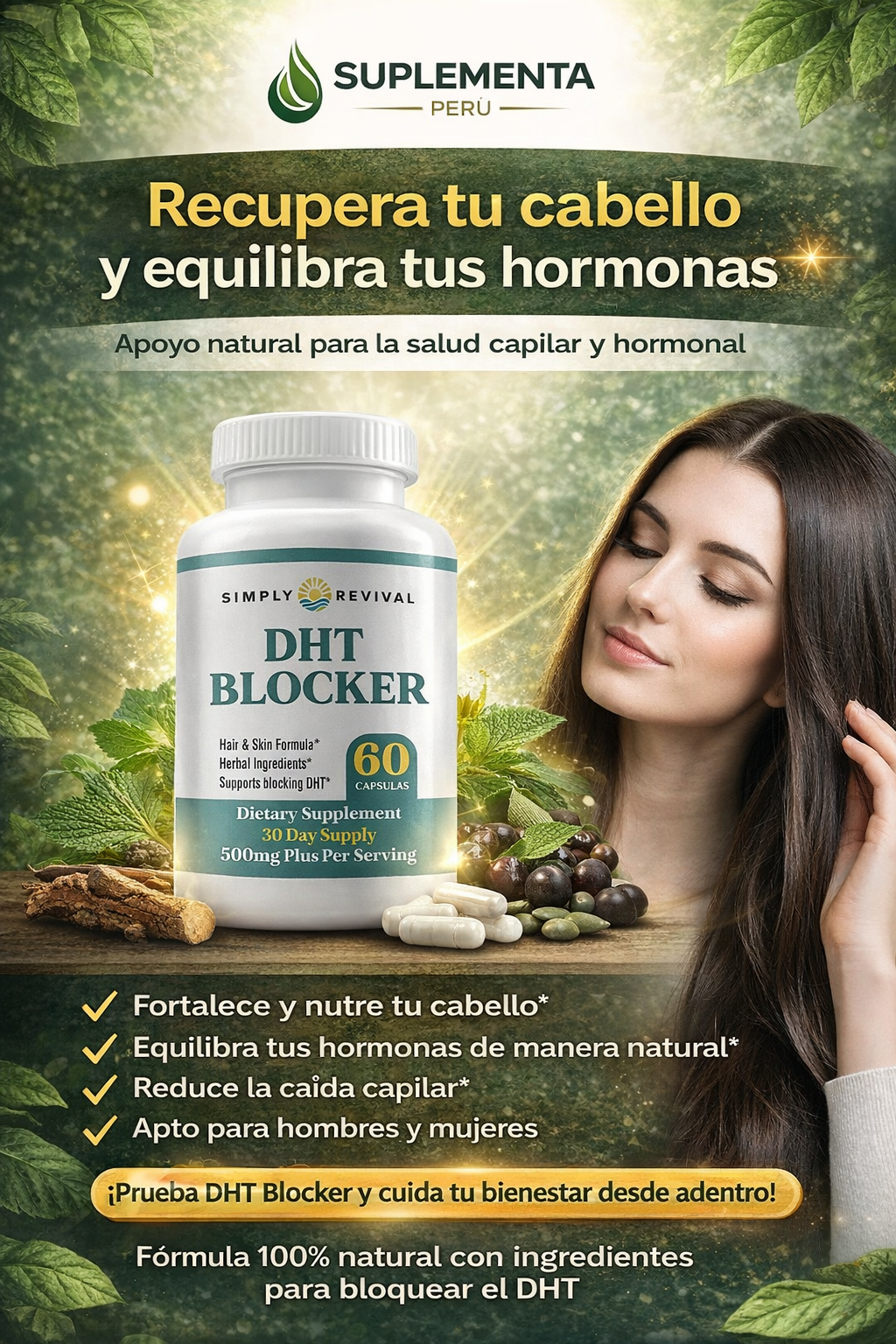 BLOQUEADOR DE CAIDA DE CABELLO: DETEN LA CAIDA DEL CABELLO DESDE LA RAIZ Y RECUPERA TU CABELLO Y EQUILIBRA TUS HORMONAS